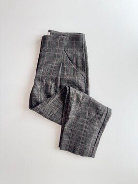 Aritzia WILFRED Chambery Grey Check Wool Cashmere Pleated Trouser Pants, Size 4